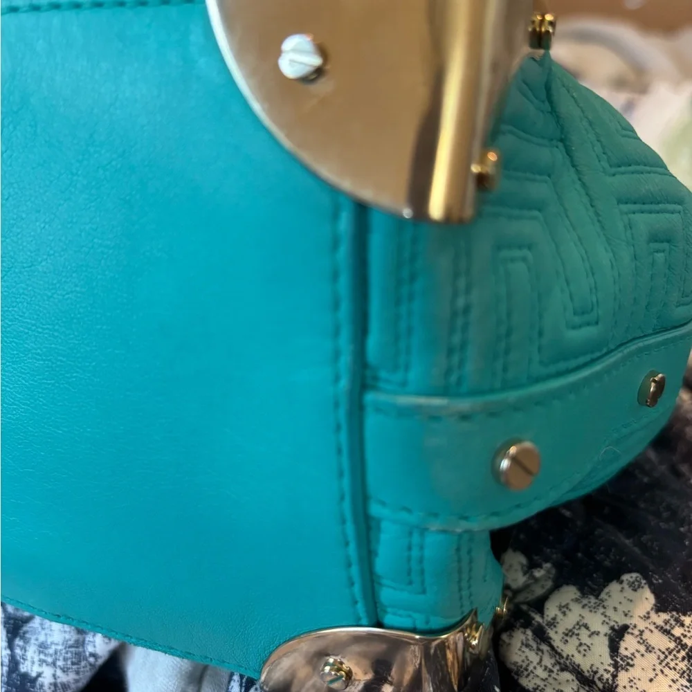 RARE Gianni Versace Couture "Snap Out Of It" Turquoise Nappa Satchel - Picture 14 of 14